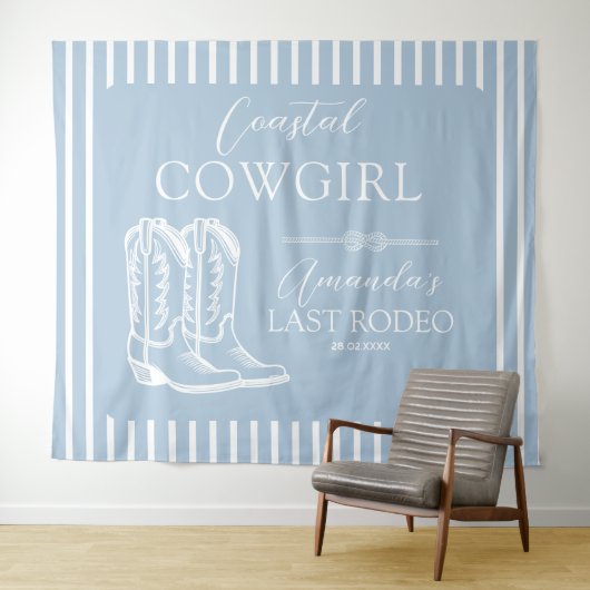 Coastal Cowgirl Boots Western Bachelorette Party Wandkleed (In Situ (horizontaal))
