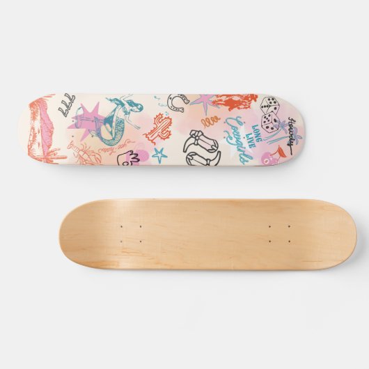 Coastal Cowgirl College Dorm Room Wall Art Persoonlijk Skateboard (Horizontaal)