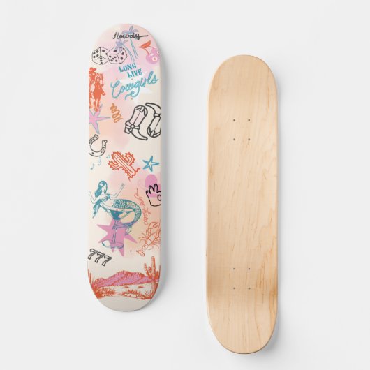 Coastal Cowgirl College Dorm Room Wall Art Persoonlijk Skateboard (Voorkant)
