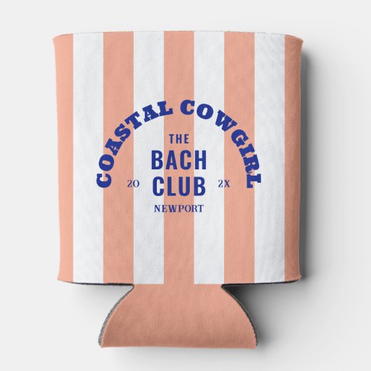 Coastal Cowgirl De Bachclub Roze Cabana Stripe Blikjeskoeler (Achterkant)