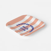 Coastal Cowgirl De Bachclub Roze Cabana Stripe Papieren Bordje (Gebogen)