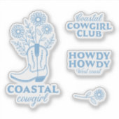 Coastal Cowgirl esthetische blauwe bloemenbundel p Sticker (Voorkant)