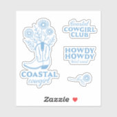 Coastal Cowgirl esthetische blauwe bloemenbundel p Sticker (Vel)