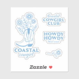 Coastal Cowgirl esthetische blauwe bloemenbundel p Sticker