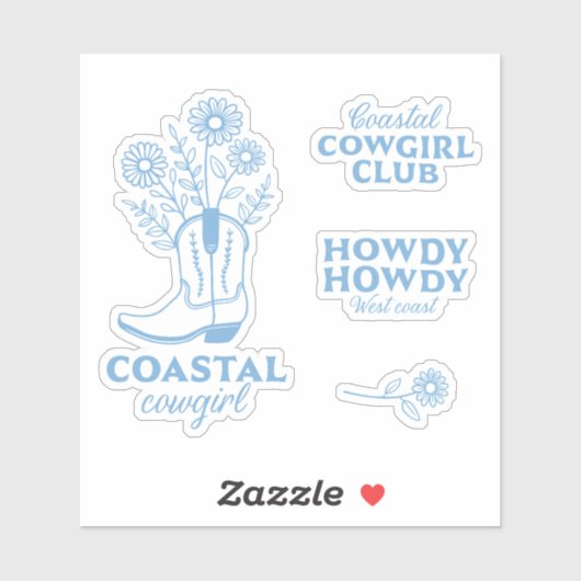 Coastal Cowgirl esthetische blauwe bloemenbundel p Sticker (Vel)