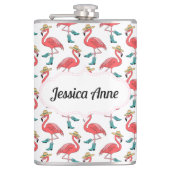 Coastal Cowgirl Flamingo Aangepaste naam Heupfles (Voorkant)