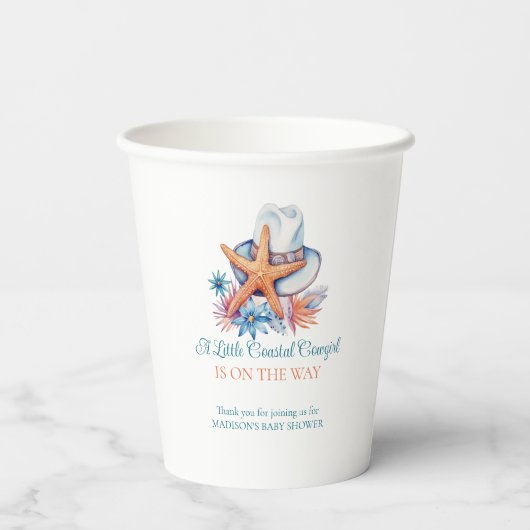 Coastal Cowgirl Hat and Seashells Papieren Bekers (Achterkant)