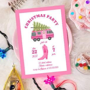 Coastal Cowgirl Kerstfeest Roze RV Camper Kaart