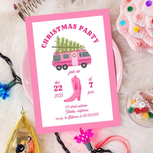 Coastal Cowgirl Kerstfeest Roze RV Camper Kaart
