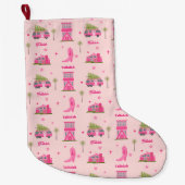 Coastal Cowgirl Laarzen Roze Kerstmis Camper Naam Grote Kerstsok (Voorkant)