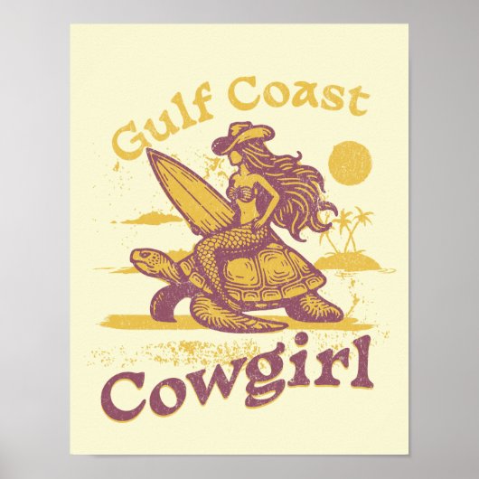 Coastal Cowgirl Mermaid Art Print Poster (Voorkant)