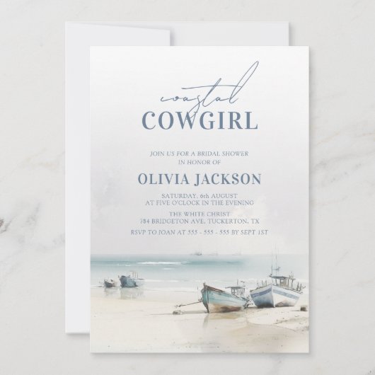Coastal Cowgirl Modern Waterverf Vrijgezellenfeest Kaart (Voorkant)