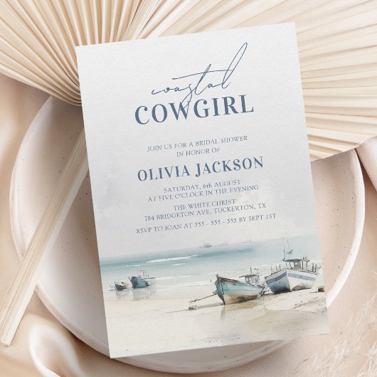 Coastal Cowgirl Modern Waterverf Vrijgezellenfeest Kaart