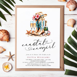 Coastal Cowgirl Modern Waterverf Vrijgezellenfeest Kaart