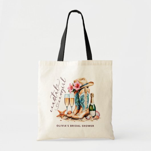 Coastal Cowgirl Modern Waterverf Vrijgezellenfeest Tote Bag (Voorkant)