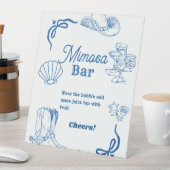 Coastal Cowgirl Ocean Bachelorette Mimosa Bar Menu Reclamebord Met Voetstuk (Insitu)
