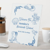Coastal Cowgirl Ocean Bachelorette Welkomstbord Reclamebord Met Voetstuk (Insitu)
