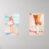 Coastal Cowgirl olieverfschilderij Set van 2 (Voorkant)