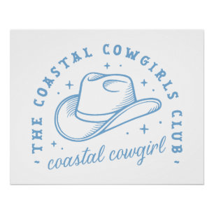 Coastal Cowgirl pet westkust blauw esthetiek Perfect Poster