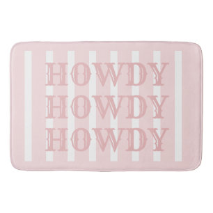 Coastal Cowgirl Pink Stripes Howdy Badmat