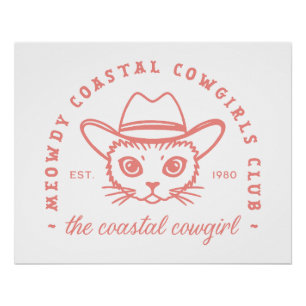 Coastal Cowgirl roze kat esthetisch Perfect Poster