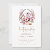 Coastal Cowgirl roze laarzen Vrijgezellenfeest Kaart (Voorkant)