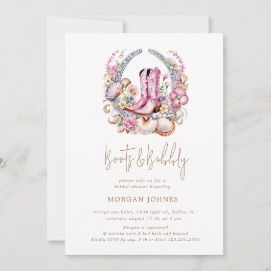 Coastal Cowgirl roze laarzen Vrijgezellenfeest Kaart (Voorkant)