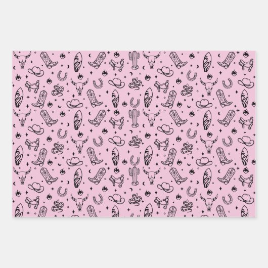 Coastal Cowgirl Set van 3 Westerne kerstcadeau Inpakpapier Vel (Voorkant 3)