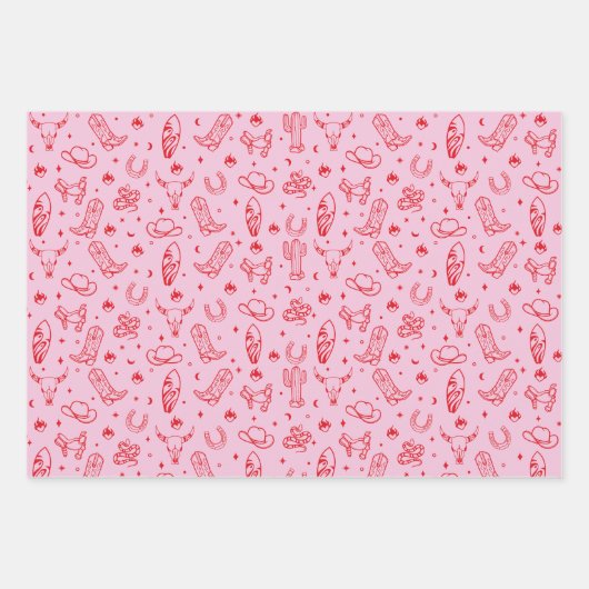 Coastal Cowgirl Set van 3 Westerne kerstcadeau Inpakpapier Vel (Voorkant 2)