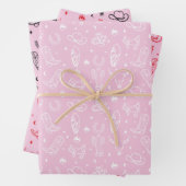 Coastal Cowgirl Set van 3 Westerne kerstcadeau Inpakpapier Vel (In situ)