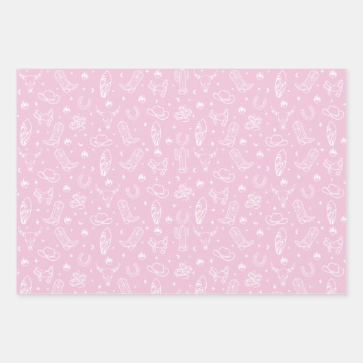Coastal Cowgirl Set van 3 Westerne verjaardagscade Inpakpapier Vel (Voorkant 2)