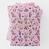 Coastal Cowgirl Set van 3 Westerne vrijgezellenges Inpakpapier Vel (In situ)