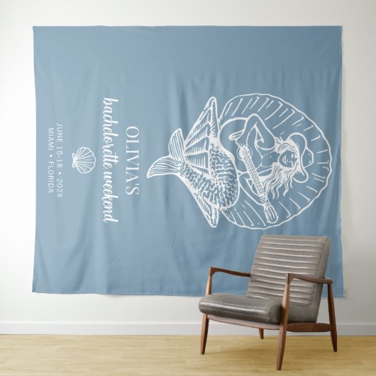 Coastal Cowgirl strand vrijgezellenachtergrond Wandkleed (In Situ (horizontaal))