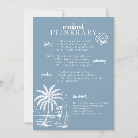 Coastal Cowgirl strand vrijgezellenweekend Kaart (Achterkant)