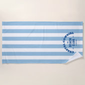 Coastal Cowgirl The Beach Club Blue Cabana Stripe Strandlaken (Voorkant)
