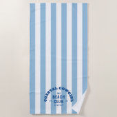 Coastal Cowgirl The Beach Club Blue Cabana Stripe Strandlaken (Voorkant)