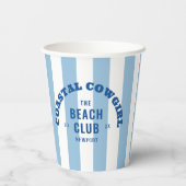 Coastal Cowgirl The Beach Club Denim Blue Stripe Papieren Bekers (Achterkant)
