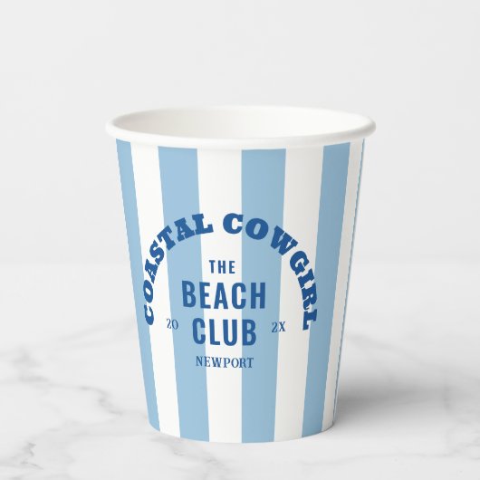 Coastal Cowgirl The Beach Club Denim Blue Stripe Papieren Bekers (Achterkant)
