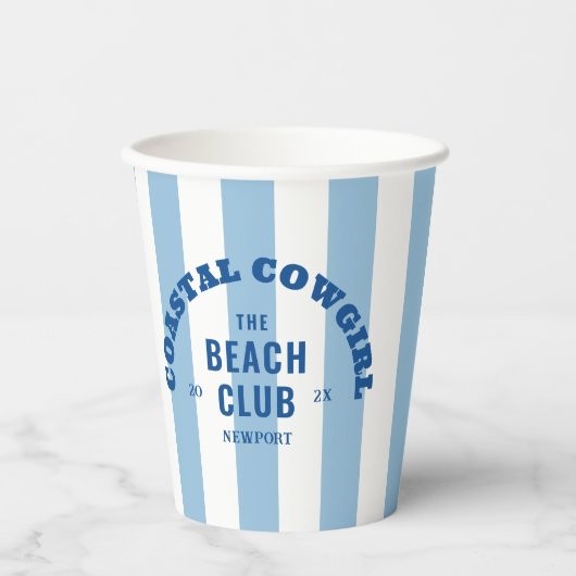 Coastal Cowgirl The Beach Club Denim Blue Stripe Papieren Bekers (Voorkant)