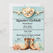 Coastal Cowgirl thema Bar Menu (Voorkant)