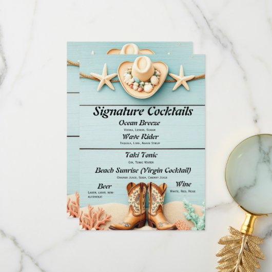 Coastal Cowgirl thema Bar Menu (Voorkant / Achterkant in situ)