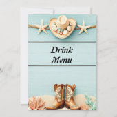 Coastal Cowgirl thema Bar Menu (Achterkant)