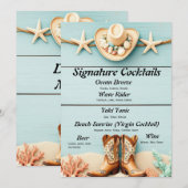 Coastal Cowgirl thema Bar Menu (Voorkant / Achterkant)
