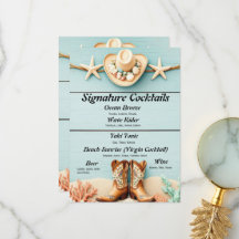 Coastal Cowgirl thema Bar Menu