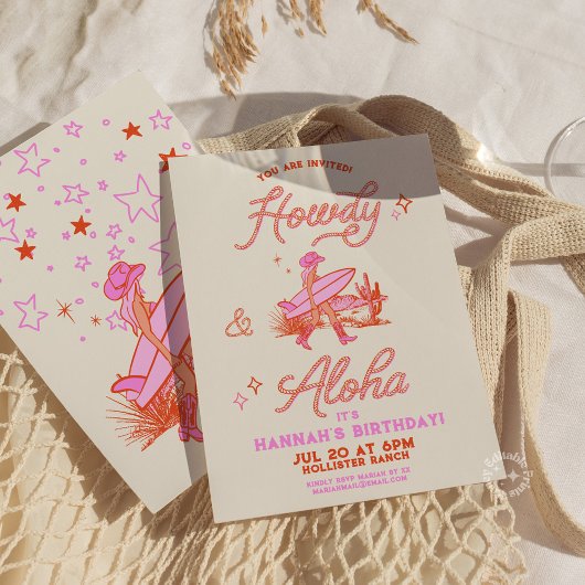Coastal Cowgirl Verjaardag Western Strandfeest Roz Kaart