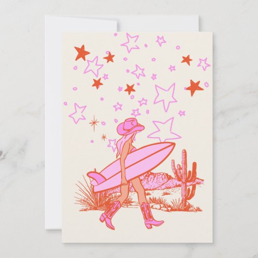 Coastal Cowgirl Verjaardag Western Strandfeest Roz Kaart (Achterkant)