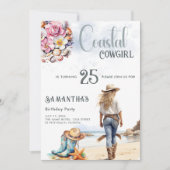 Coastal Cowgirl Verjaardagsfeest Western Strand Kaart (Voorkant)