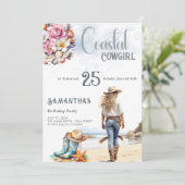 Coastal Cowgirl Verjaardagsfeest Western Strand Kaart (Staand voorkant)