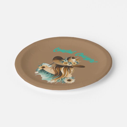 Coastal Cowgirl Western 7 inch Party Papieren Bordje (Gekanteld)