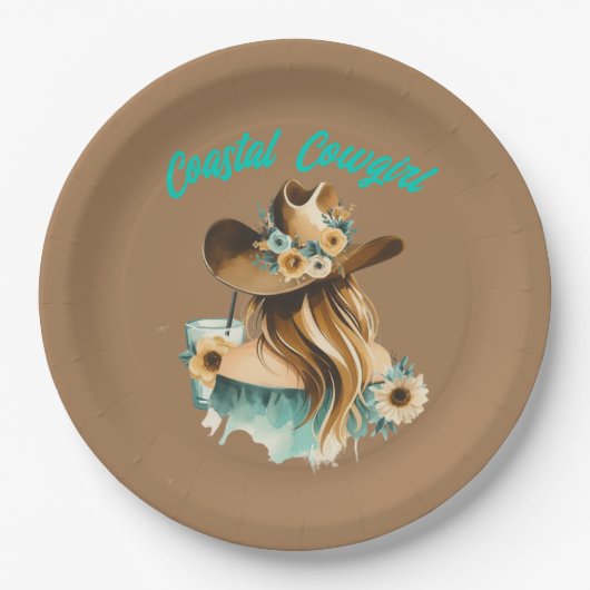 Coastal Cowgirl Western 9" Party Papieren Bordje (Voorkant)